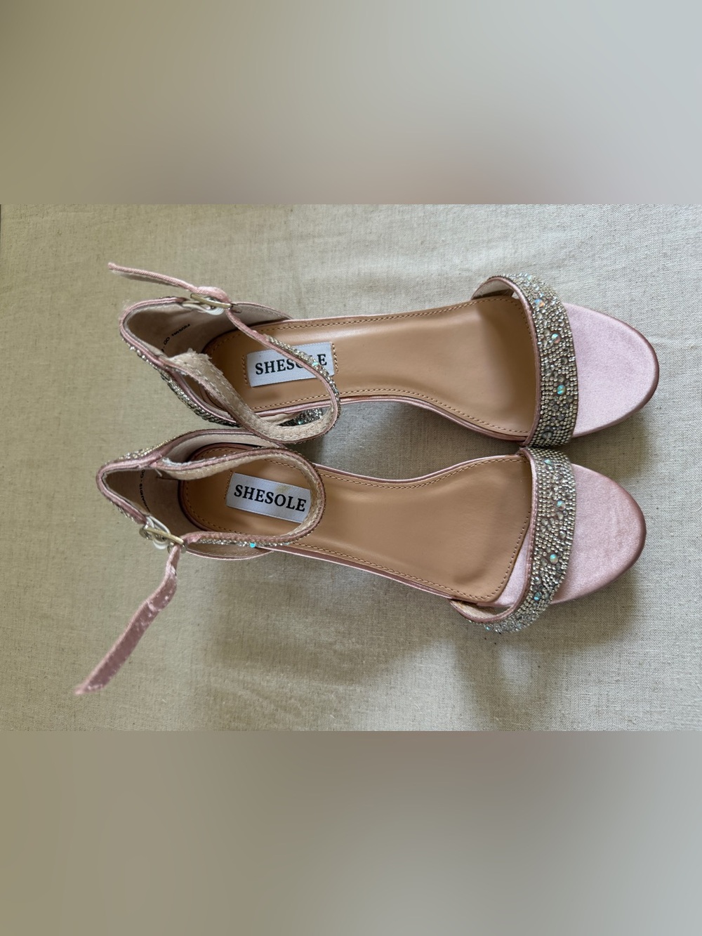 Sheshole Pink Embellished Ankle-Strap Sandals